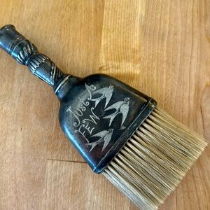Ultra vintage engraved pewter and horsehair suit brush
